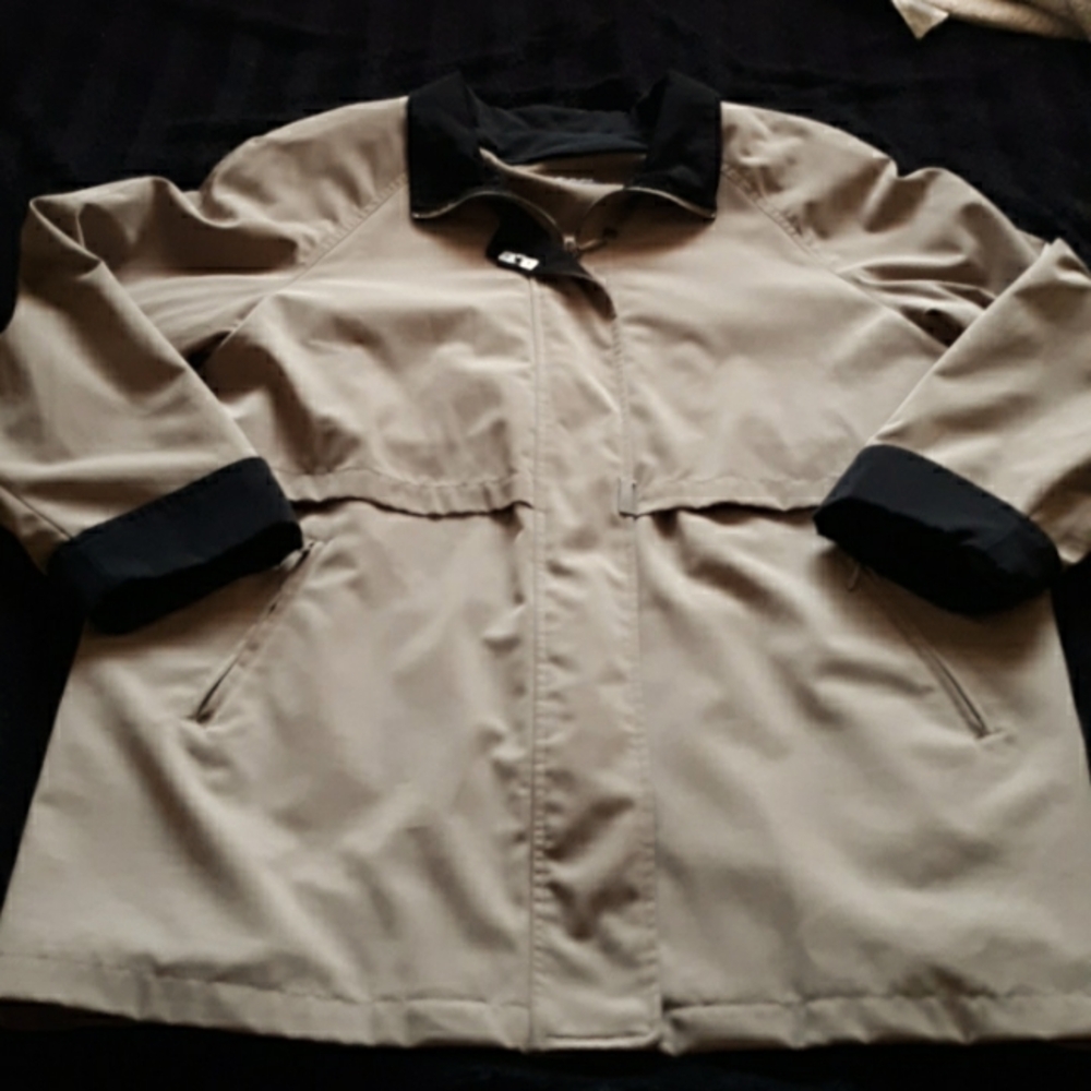 Westbound Tan Trench Coat with Black Trim